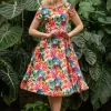 Best Topvintage Boutique Collection Topvintage Exclusive ~ Adriana Floral Swing Jurk Met Korte Mouwen In Multi