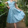 Discount Topvintage Boutique Collection Topvintage Exclusive ~ Angie Swing Jurk In Licht Blauw Met Lieveheersbeestjes Print