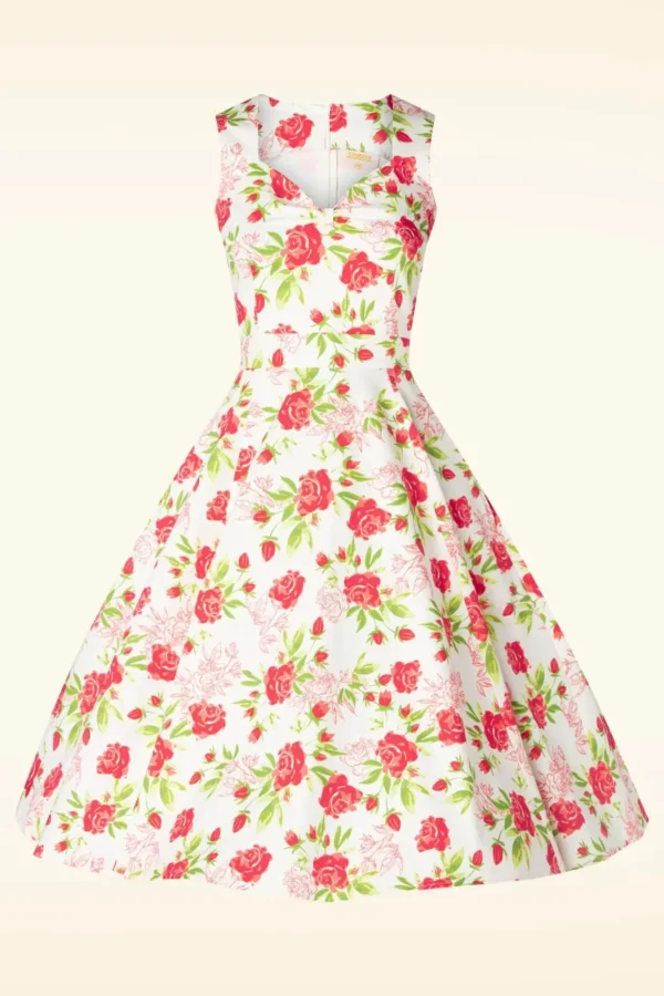 Sale Topvintage Boutique Collection Topvintage Exclusive ~ Eliane Rose Swing Jurk In Wit