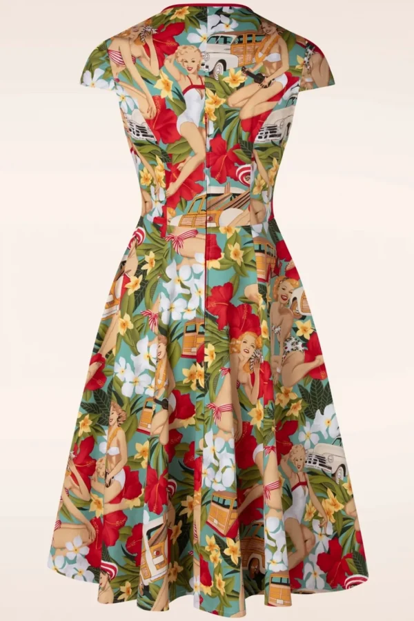 Online Banned Retro Tropic Dreamer Jurk In Blauw