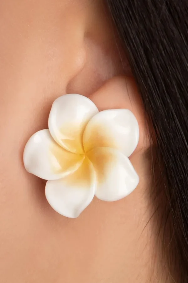 New Glitz-o-Matic Tropical Summer Flower Stud Oorbellen In Wit