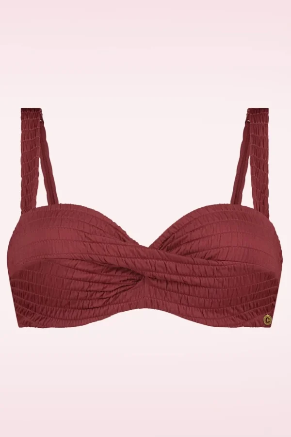 Shop TC Beach Twisted Bikinitop In Donkerrood