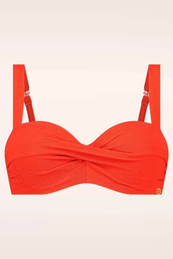 Online TC Beach Twisted Bikinitop In Zomers Rood