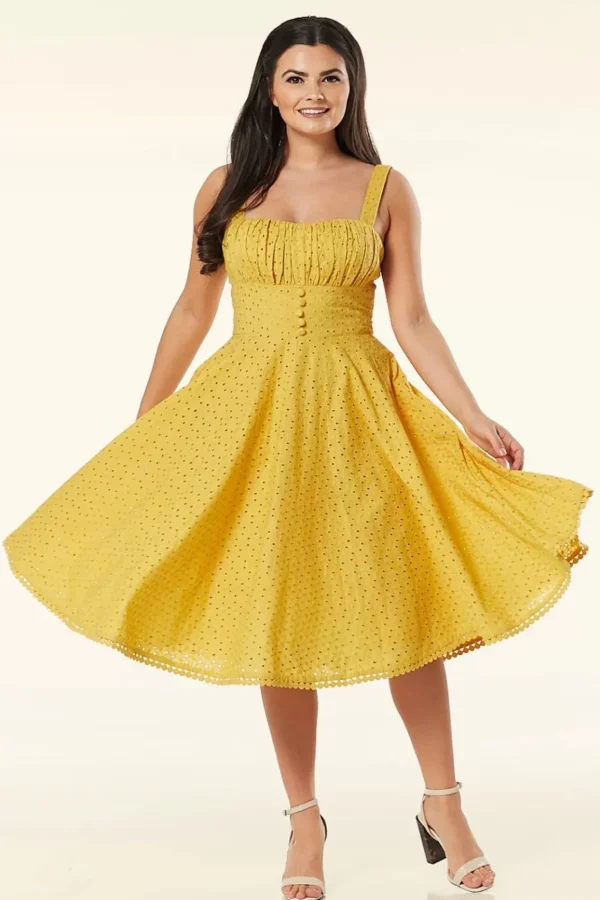 Best Timeless Valerie Swing Jurk In Mosterd
