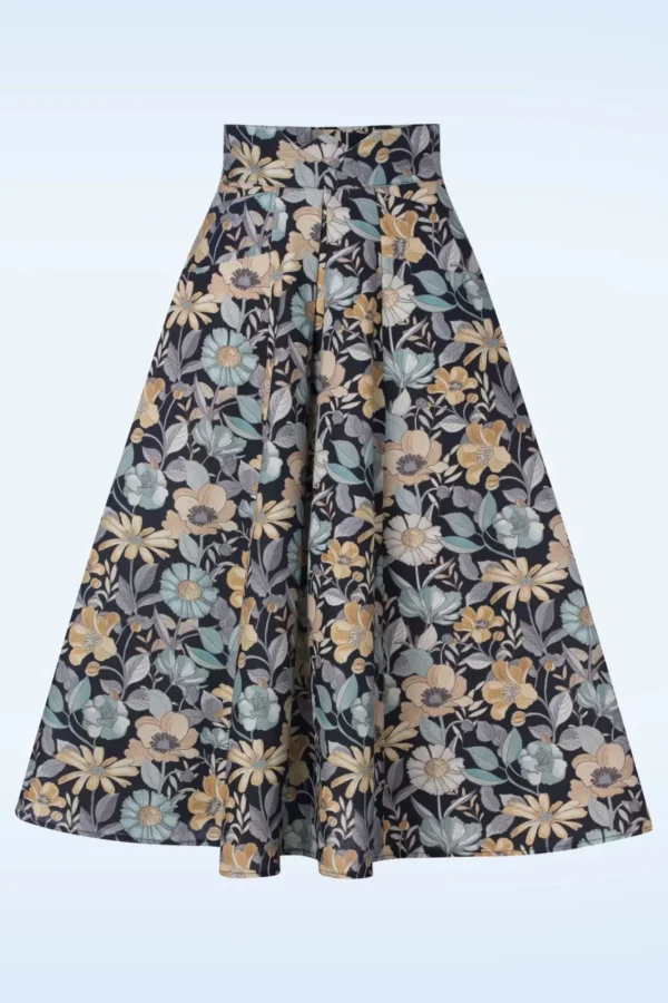 Sale Miss Candyfloss Vania Lee Floral Skirt In Navy