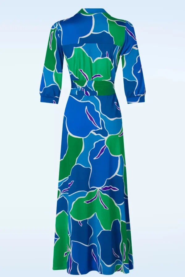 Outlet K-Design Vera Crossover Maxi Jurk In Blauw En Groen