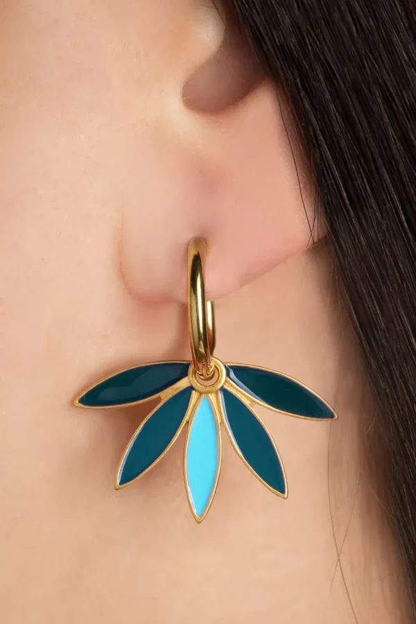 Discount Urban Hippies Vergulde Gemma Oorbellen In Teal