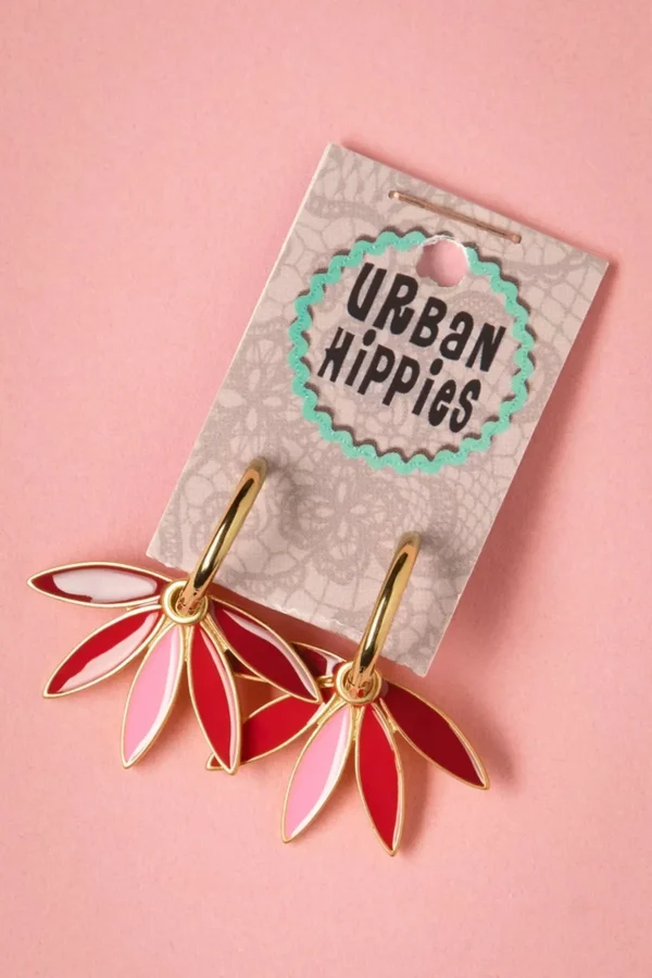 Flash Sale Urban Hippies Vergulde Gemma Oorbellen In Rood