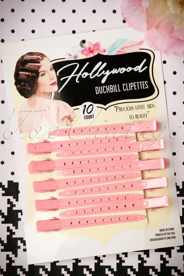 Clearance Lauren Rennells Vintage Haarstyling: Hollywood Duckbill Clipettes In Roze