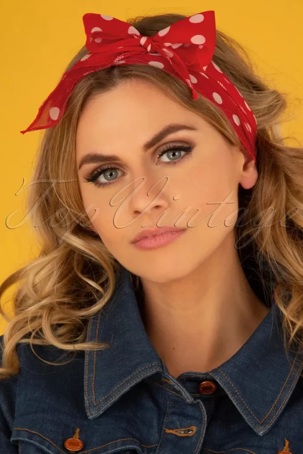 Best Sale ZaZoo Vintage Retro Polka Dot Haarsjaal In Rood