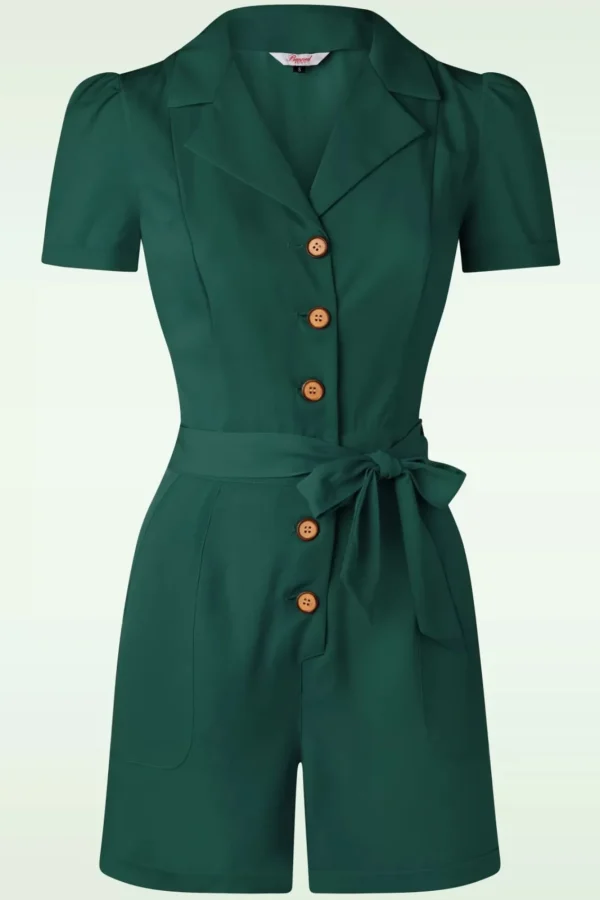 Fashion Banned Retro Viola Playsuit In Donker Groen