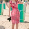 Shop Glamour Bunny Virginia Penciljurk In Rood En Wit Gingham