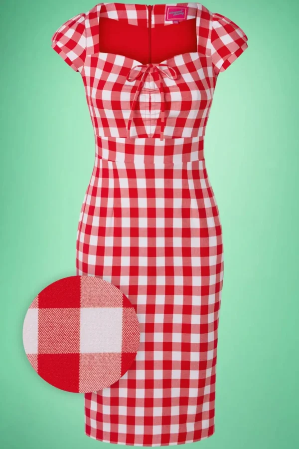 Shop Glamour Bunny Virginia Penciljurk In Rood En Wit Gingham