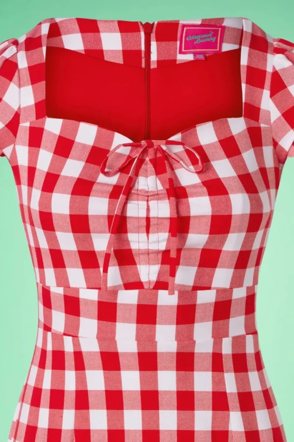 Shop Glamour Bunny Virginia Penciljurk In Rood En Wit Gingham