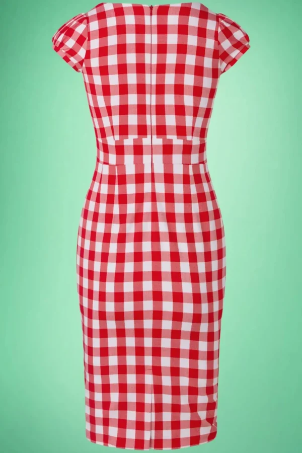 Shop Glamour Bunny Virginia Penciljurk In Rood En Wit Gingham