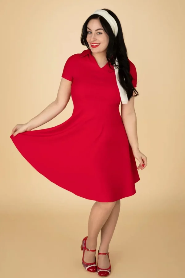 Online Banned Retro Wonder Fit And Flare Swing Jurk In Rood