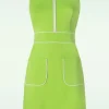 Cheap Vixen Zip Front Collared Sleeveless Jurk In Groen