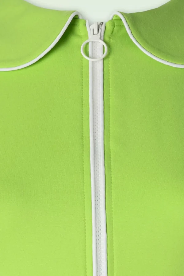 Cheap Vixen Zip Front Collared Sleeveless Jurk In Groen