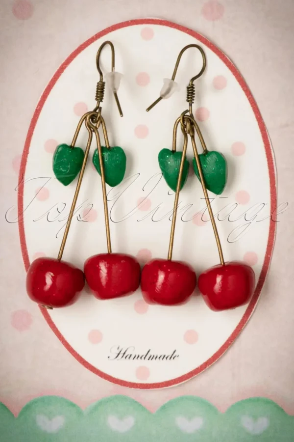 Hot Sweet Cherry Zoete Sprankelende Kersen Oorbellen In Rood